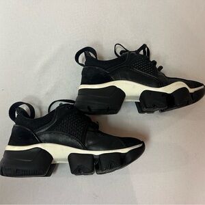 Givenchy 35.5 Black Leather Jaw Designer Sneakers with Chunky Soles